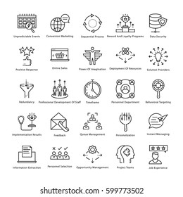 Business Management and Growth Vector Line Icons 50