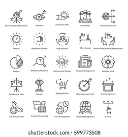 Business Management and Growth Vector Line Icons 44