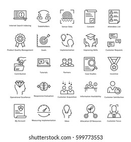 Business Management and Growth Vector Line Icons 29