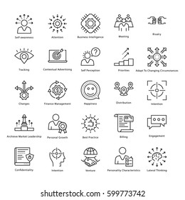 Business Management and Growth Vector Line Icons 36