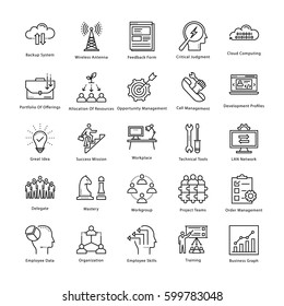 Business Management and Growth Vector Line Icons 9