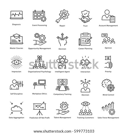 Business Management and Growth Vector Line Icons 45