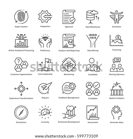 Business Management and Growth Vector Line Icons 37