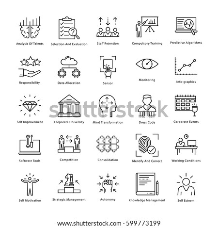 Business Management and Growth Vector Line Icons 23