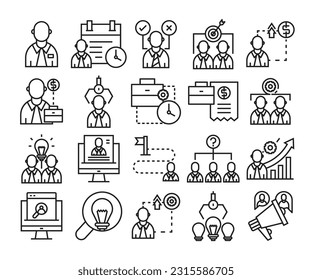 business management and human resource icons set