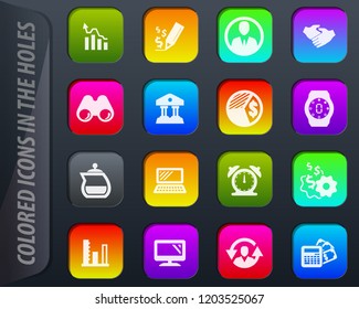 Business management and human resources vector colored icons in the holes easily adapt to any background