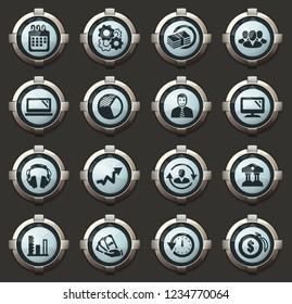Business management and human resources vector stylish round buttons for mobile applications and web