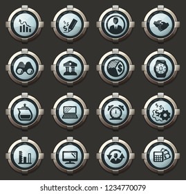 Business management and human resources vector stylish round buttons for mobile applications and web