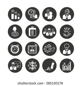 business management icon in circle button