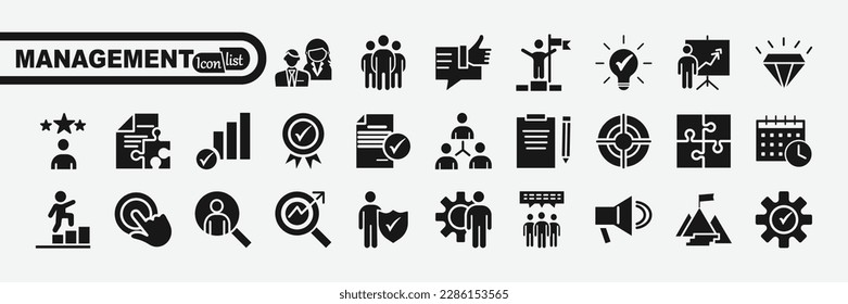 Business Management 
 Icon Collection. Icons as Vision, Mission, Values, Human Resource, Experience and more