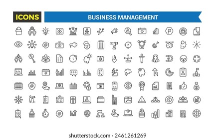 Business Management Icon Collection. Outline icons collection.