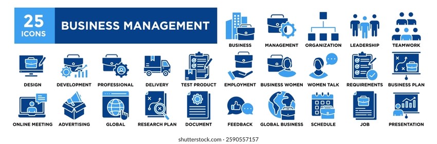 Business Management icon collection set. Containing design Business, Business Management, Organization, Leadership, Teamwork	