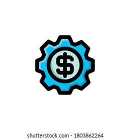 Business Management Icon, Gear Logo, Economy Symbol.