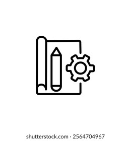 Business management icon line style. Clipboard gear icon project management concept.