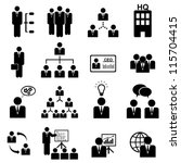 Business management icon set in black