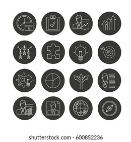 business management icon set in circle buttons