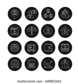 business management icon set in circle buttons