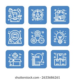 Business management icon set collection. Editable stroke. Vector illustration