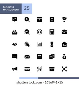 Business and Management icon set with glyph / solid style