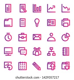 Business & Management Icon Set in Gradient Line Style. Included Icons Such As Chart, Document, Teamwork and More. Pixel Perfect and Scalable.