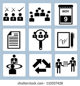 business management icon set and human resource management