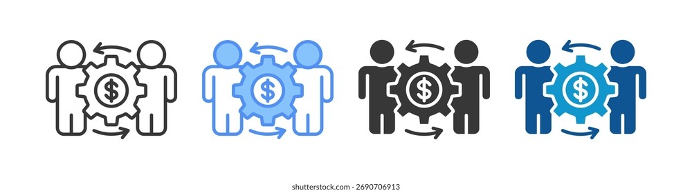 Conjunto de iconos de gestión empresarial Colección de estilos múltiples