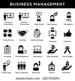 Business management icon set on white background