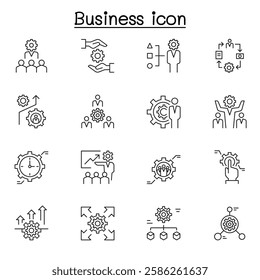 Business management icon set in thin line style