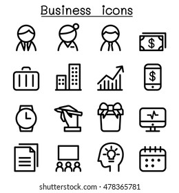 Business management icon set in thin line style