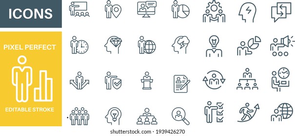 Diseño vectorial del conjunto de iconos de administración y de negocios 