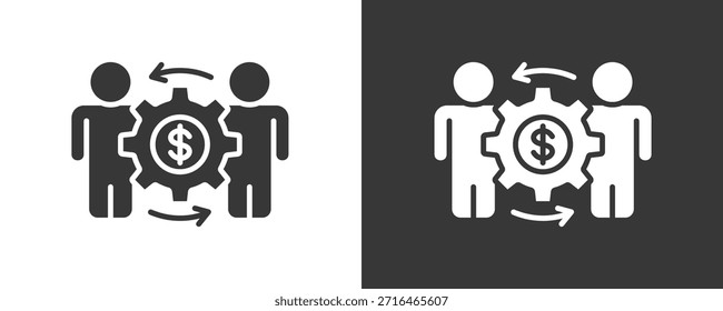Colección De Vector Del Conjunto Del Icono De La Gestión Empresarial Aislada En Blanco Y Negro