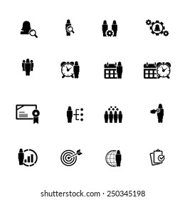 Business and management icon set - woman , female characters 