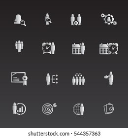 Business and management icon set - woman, female characters icons 