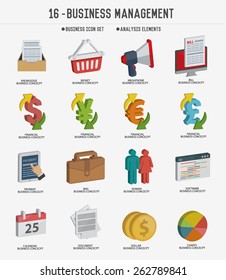 Business management icon set,clean vector
