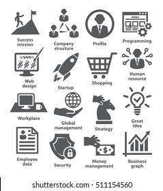 Iconos de administración de negocios.