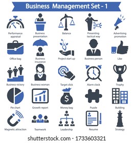 Business Management Icons - Blue series (Set 1)