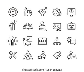 Business Management Icons. Editable Stroke. Vector Graphic