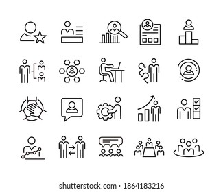 Business Management Icons. Editable Stroke. Vector Graphic