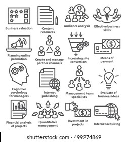 Business Management Icons In Line Style. Pack 09.