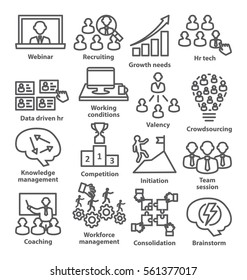 Business management icons in line style. Career progress, strategy and business process. Pack 30.