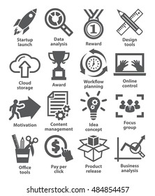 Business management icons on white. Pack 28.