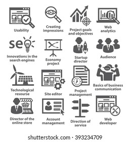 Business management icons. Pack 07.