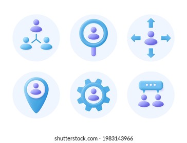 Business management icons.
Resource management and recruitment. 3d vector illustration.