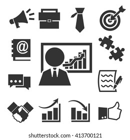 business management icons set