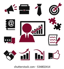 business management icons set