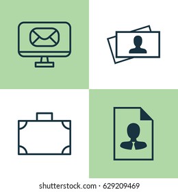 Business Management Icons Set. Collection Of Portfolio, Calling Card, Email And Other Elements. Also Includes Symbols Such As Cv, Newsletter, Trade.