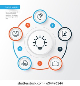 Business Management Icons Set. Collection Of Great Glimpse, Online Identity, Human Mind And Other Elements. Also Includes Symbols Such As Identity, Social, Profile.