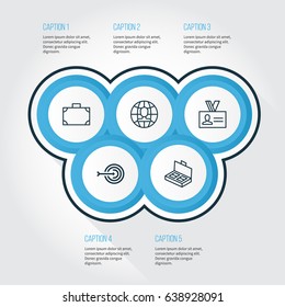 Business Management Icons Set. Collection Of Authentication, Portfolio, Global Work And Other Elements. Also Includes Symbols Such As Authentication, Business, Portfolio.