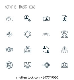 Business Management Icons Set. Collection Of Open Vacancy, Coaching, Calling Card And Other Elements. Also Includes Symbols Such As Target, Arrow, Social.