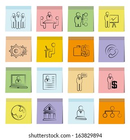 business management icons set, note paper, memo notes